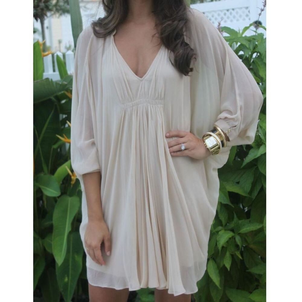 Diane Von Furstenberg Fleurette Cream silk chiffon dress Ethereal fairy flowy 4